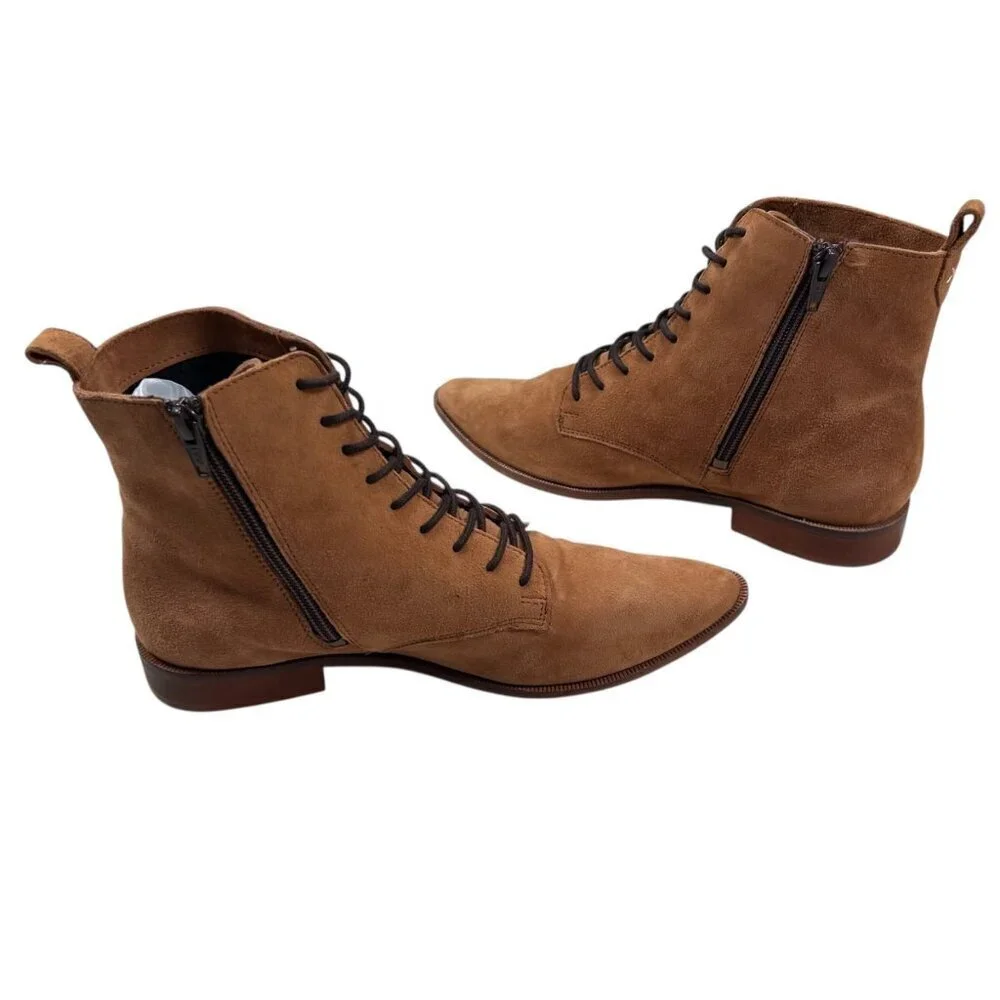 Roolee 39 Tan Suede Lace Up Boot Boho Casual Indie